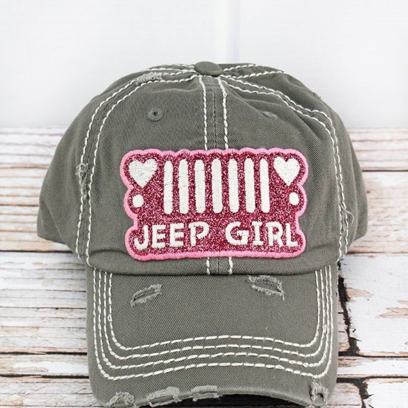 Accessories - NWT Distressed Grey Jeep Girl Cap